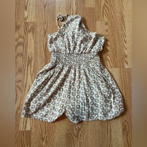 American Eagle Outfitters Neutral Floral Linen Blend Halter Neck Romper Size XS